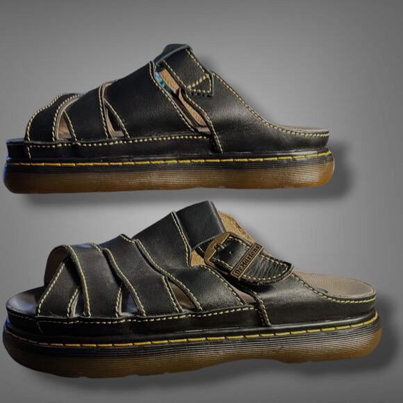 Men\'s 9 DR. MARTEN\'S AirWair 8565 Vintage Black Leather Sandals Very Rare EUC main image 8